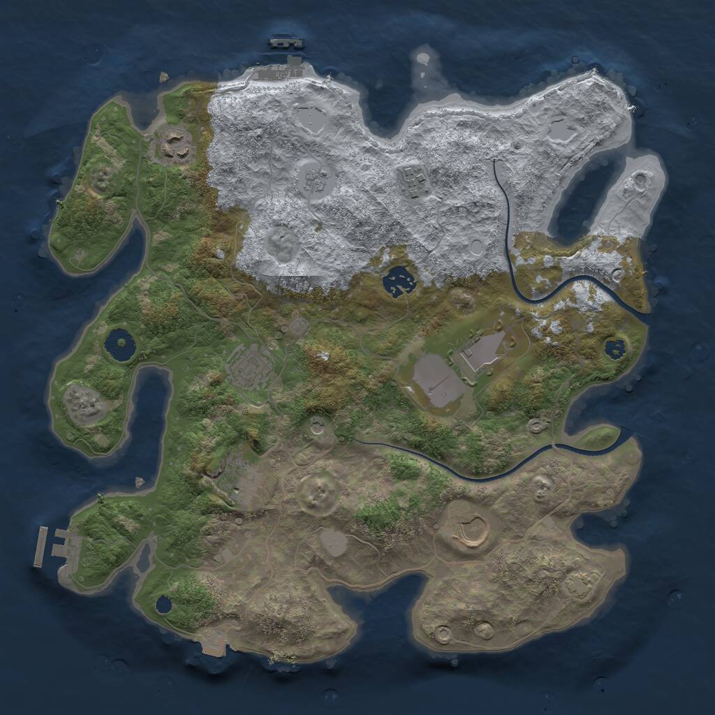 Rust Map: Procedural Map, Size: 3500, Seed: 89685720, 13 Monuments