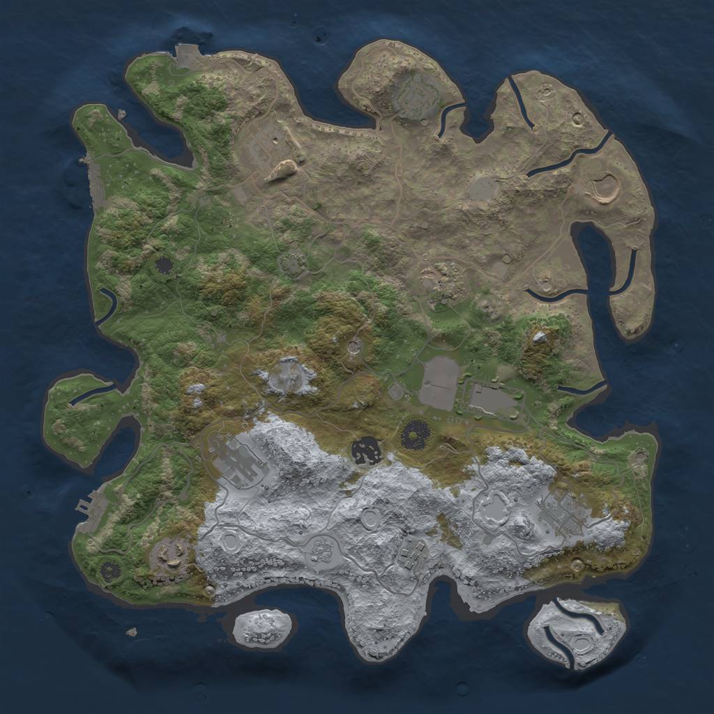 Rust Map: Procedural Map, Size: 3600, Seed: 1265655659, 18 Monuments