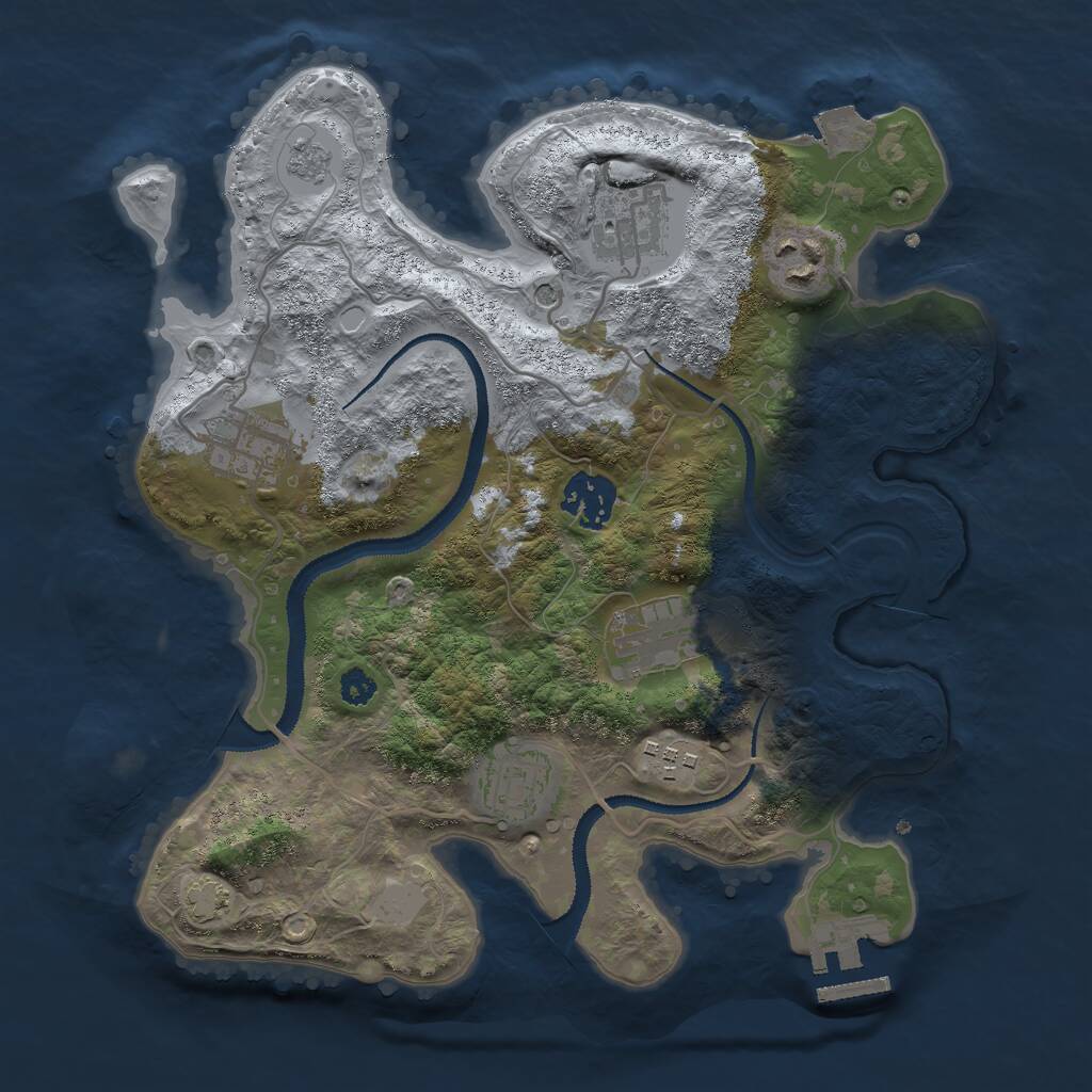 Rust Map: Procedural Map, Size: 3000, Seed: 1847391218, 12 Monuments