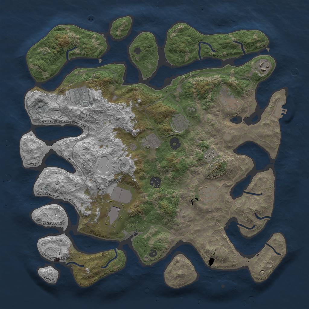 Rust Map: Procedural Map, Size: 4000, Seed: 3322221, 16 Monuments