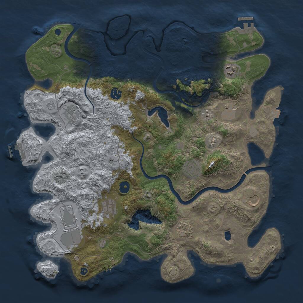 Rust Map: Procedural Map, Size: 4000, Seed: 3322221, 16 Monuments