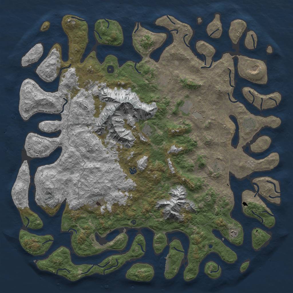 Rust Map: Procedural Map, Size: 6000, Seed: 57834256, 18 Monuments