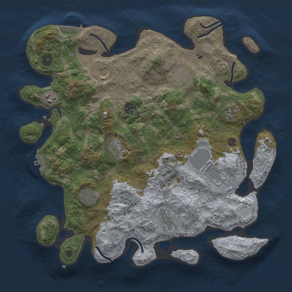 Rust Map: Procedural Map, Size: 3800, Seed: 5554221, 17 Monuments