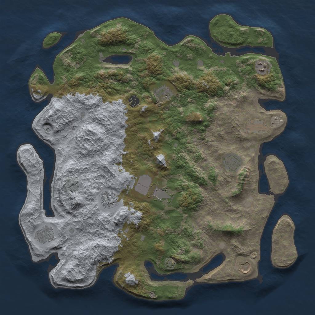 Rust Map: Barren, Size: 4250, Seed: 406005865, 14 Monuments