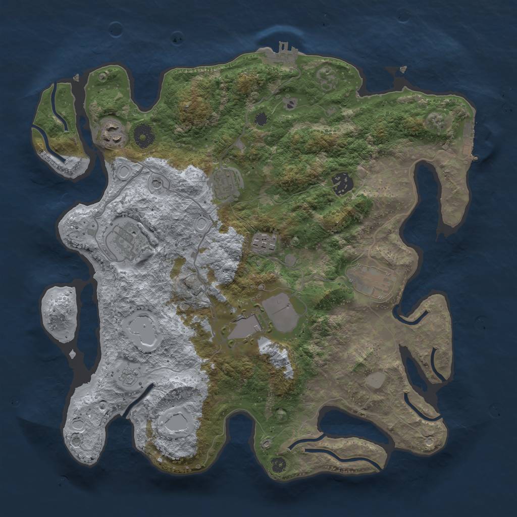 Rust Map: Procedural Map, Size: 3500, Seed: 98979811, 14 Monuments