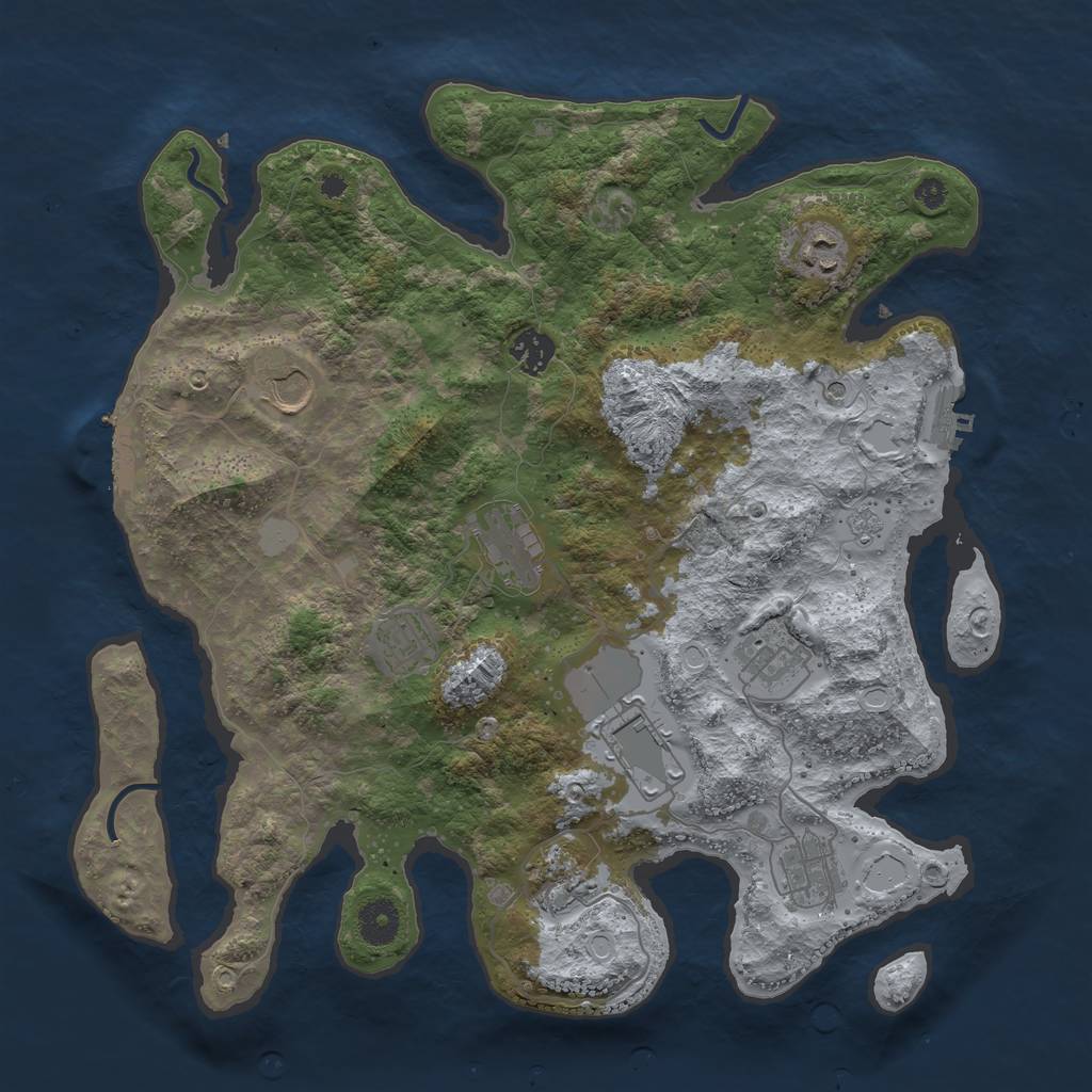 Rust Map: Procedural Map, Size: 3750, Seed: 256390329, 16 Monuments