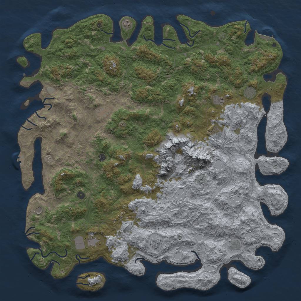 Rust Map: Procedural Map, Size: 6000, Seed: 105902394, 18 Monuments