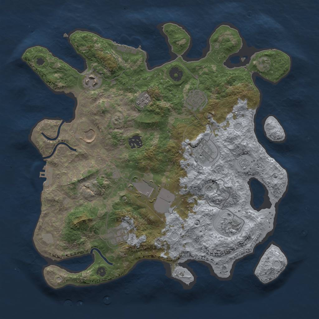 Rust Map: Procedural Map, Size: 3500, Seed: 157531102, 16 Monuments