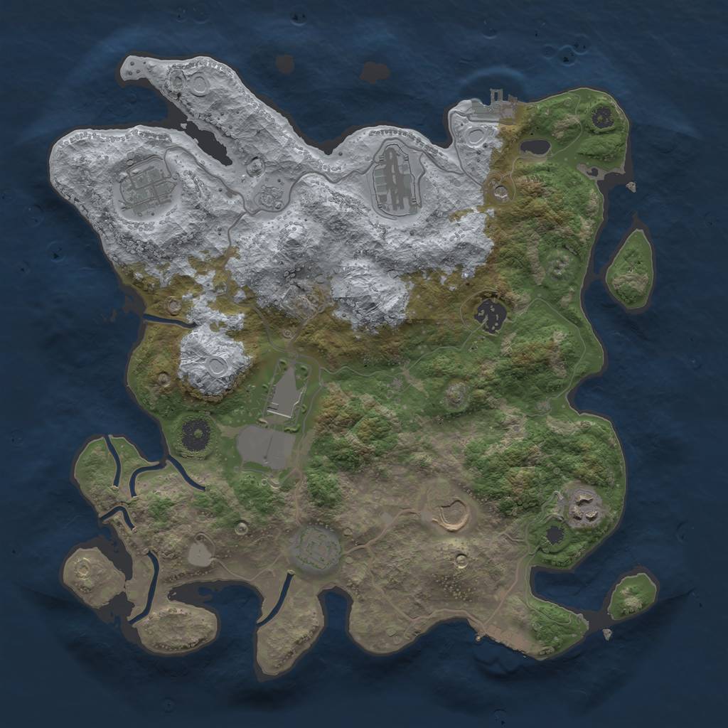 Rust Map: Procedural Map, Size: 3500, Seed: 1879471168, 14 Monuments