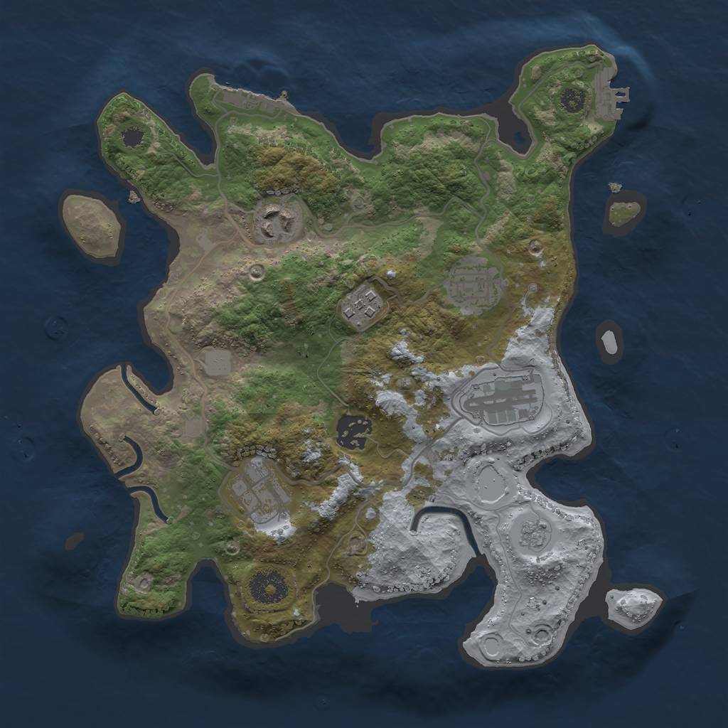 Rust Map: Procedural Map, Size: 3000, Seed: 54344324, 12 Monuments
