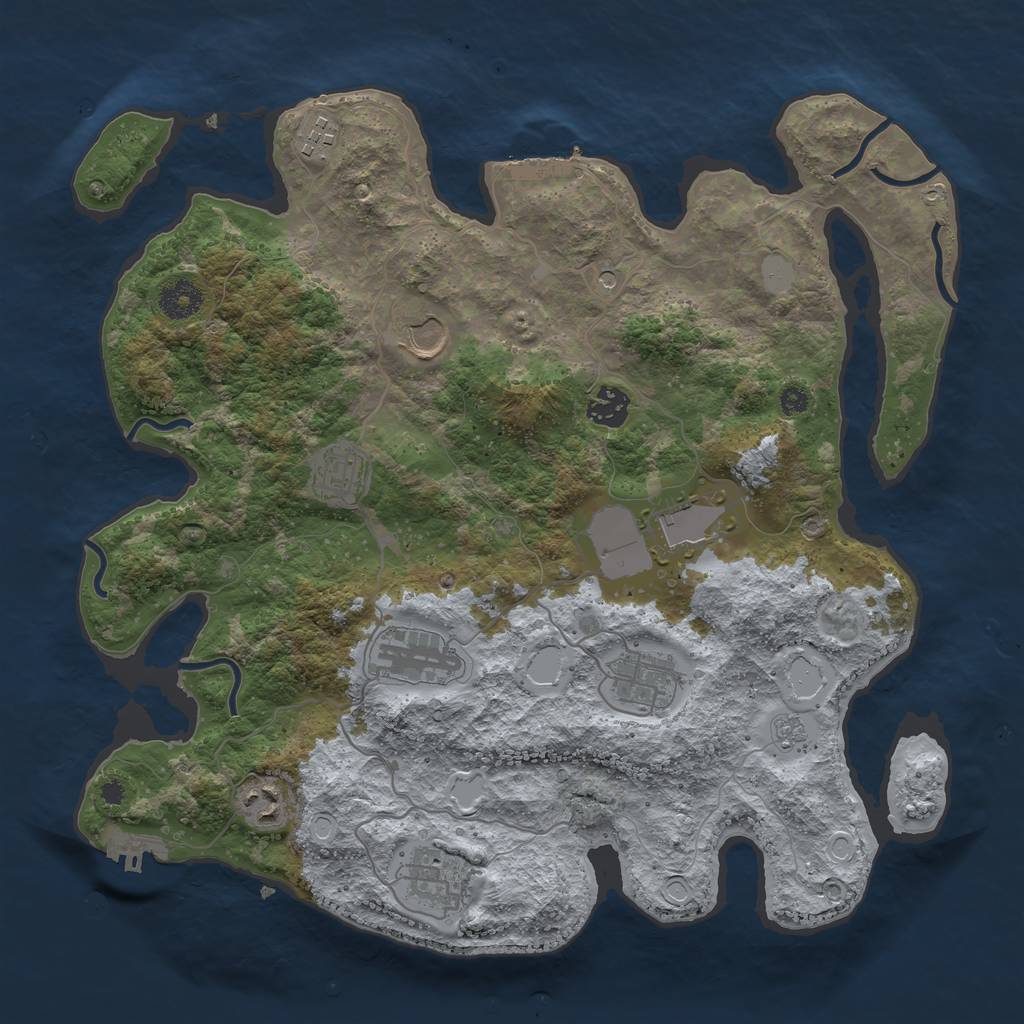 Rust Map: Procedural Map, Size: 3700, Seed: 81363777, 16 Monuments