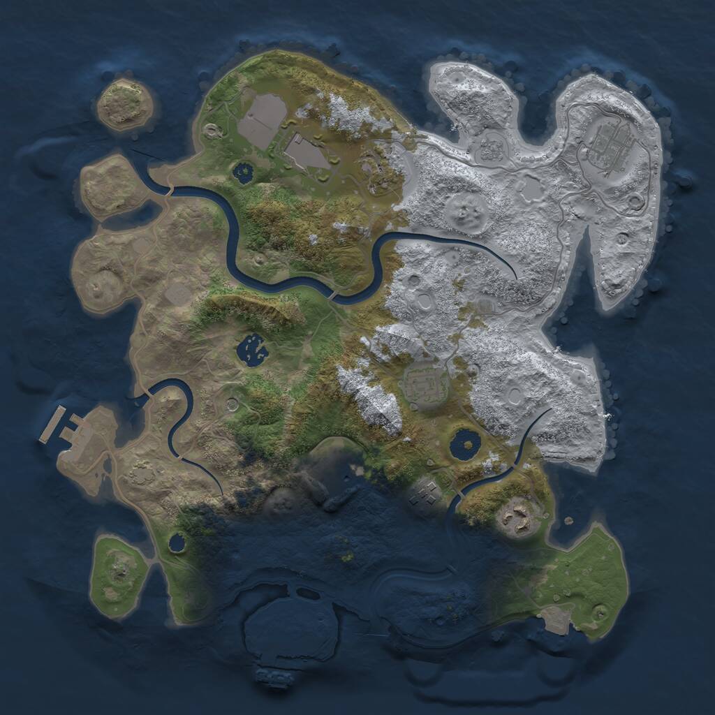 Rust Map: Procedural Map, Size: 3500, Seed: 31044, 14 Monuments