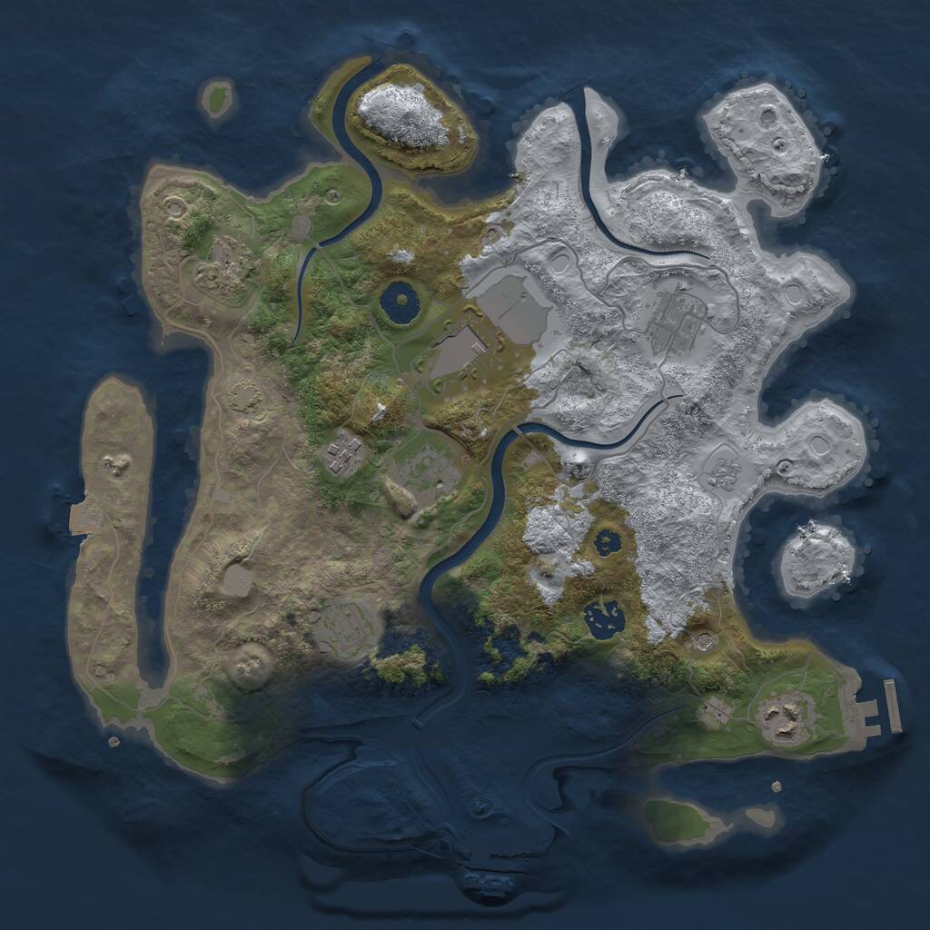 Rust Map: Procedural Map, Size: 3500, Seed: 1156024312, 14 Monuments