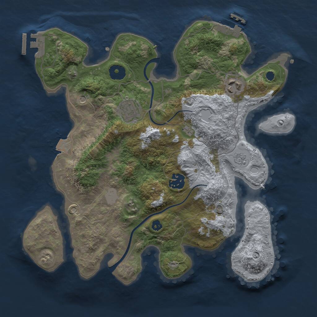 Rust Map: Procedural Map, Size: 3000, Seed: 1029792049, 8 Monuments