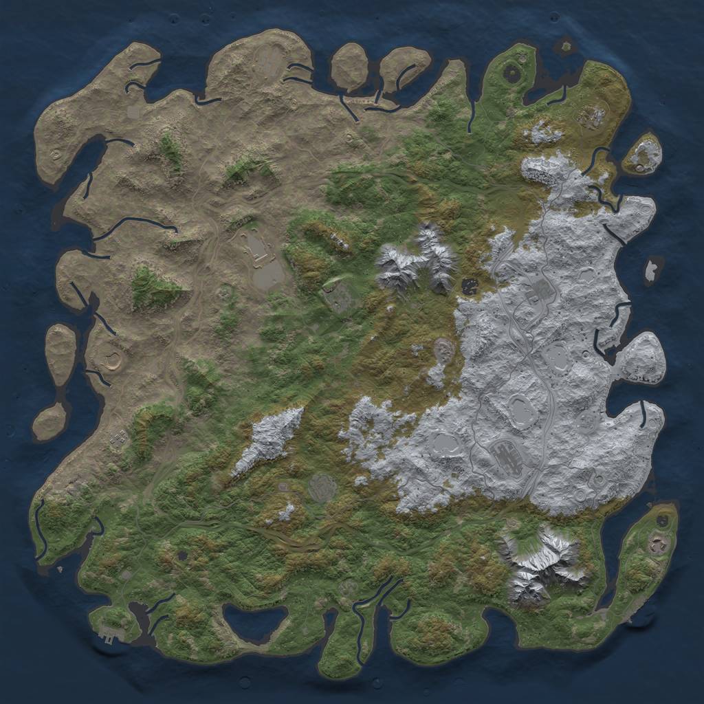 Rust Map: Procedural Map, Size: 6000, Seed: 83276713, 18 Monuments