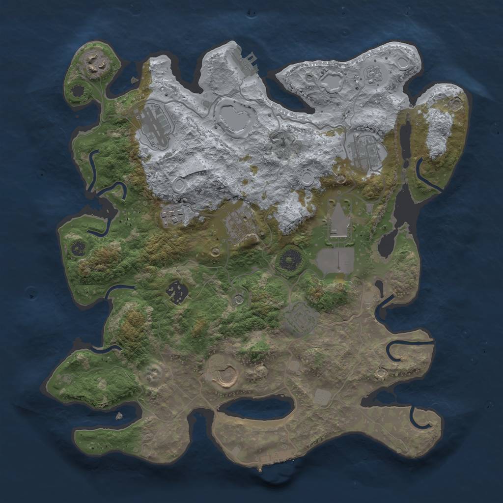 Rust Map: Procedural Map, Size: 3500, Seed: 1693025014, 16 Monuments