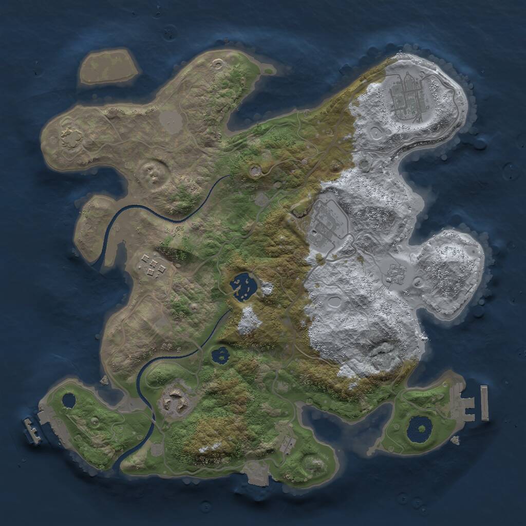 Rust Map: Procedural Map, Size: 3000, Seed: 1075877384, 10 Monuments