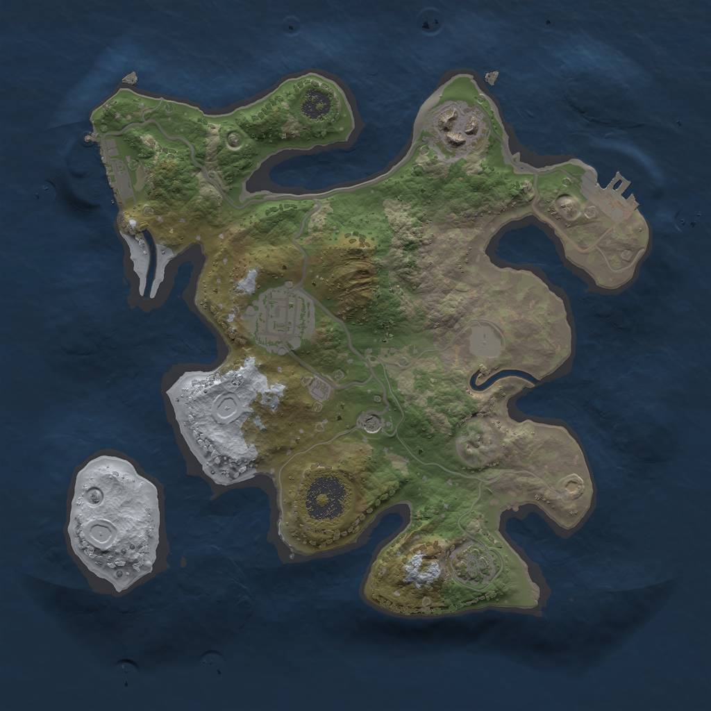 Rust Map: Procedural Map, Size: 2500, Seed: 60000, 9 Monuments