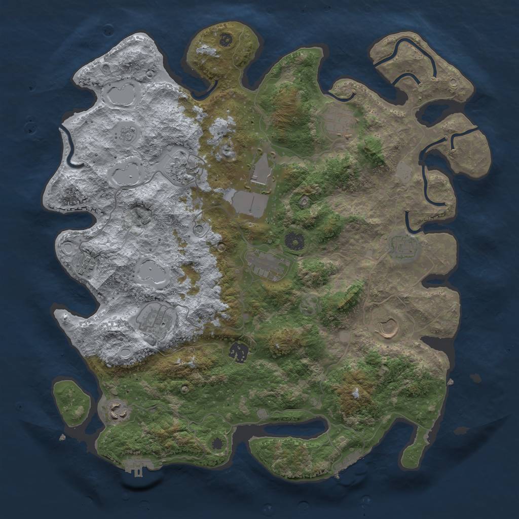 Rust Map: Procedural Map, Size: 3950, Seed: 1996868759, 17 Monuments
