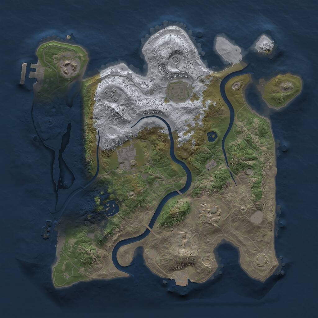 Rust Map: Procedural Map, Size: 3000, Seed: 942842901, 11 Monuments