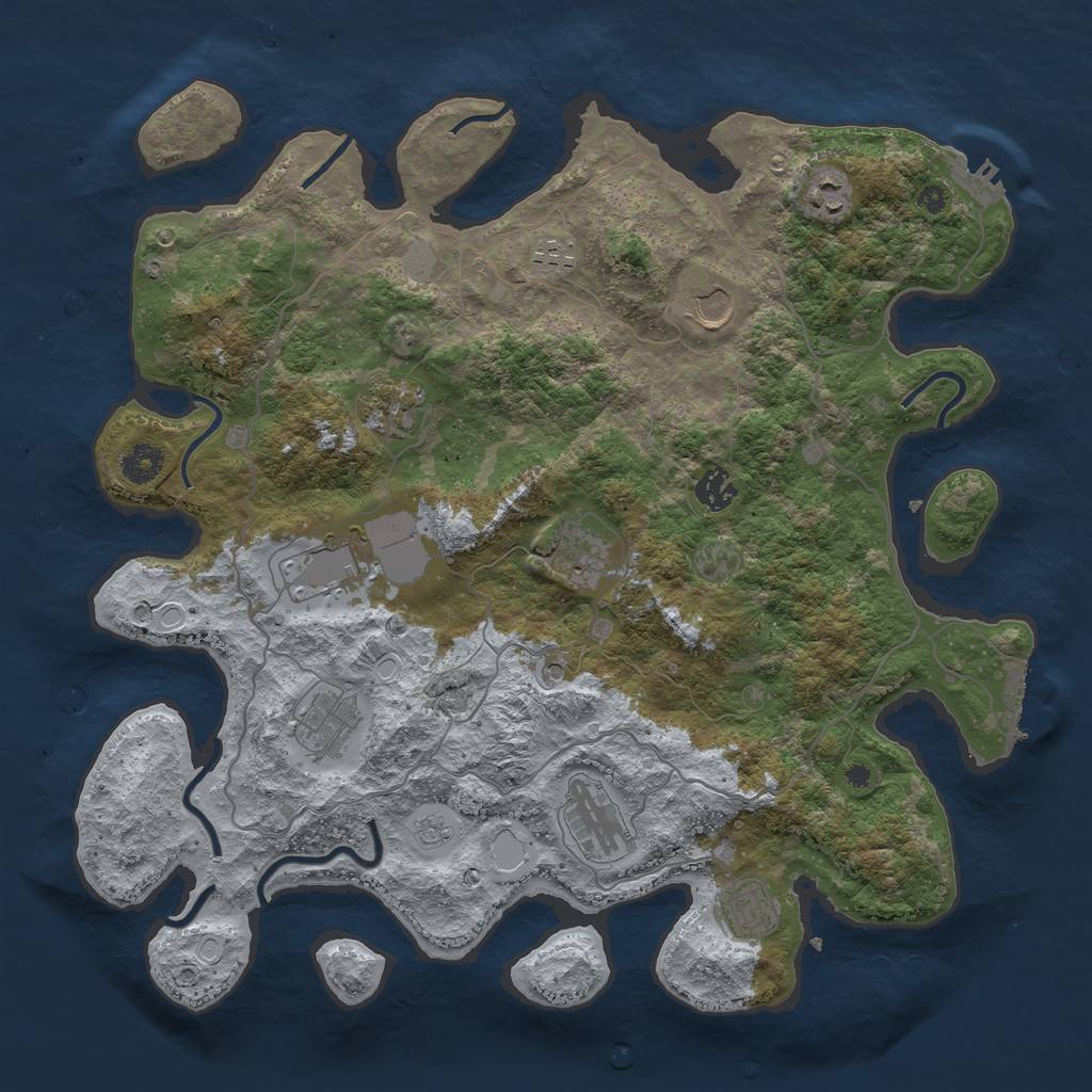 Rust Map: Procedural Map, Size: 4000, Seed: 84745658, 17 Monuments