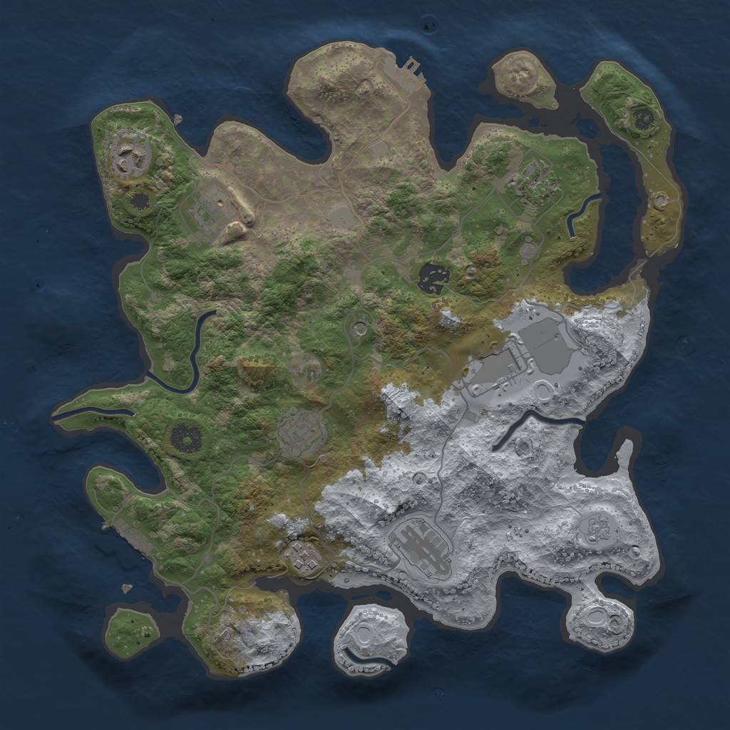 Rust Map: Procedural Map, Size: 3500, Seed: 3261340, 15 Monuments