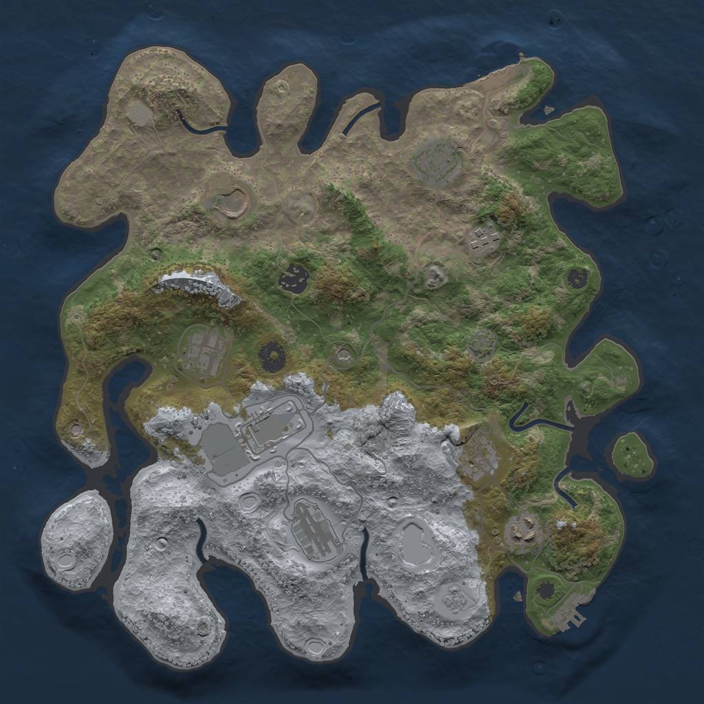 Rust Map: Procedural Map, Size: 3600, Seed: 2052323479, 17 Monuments