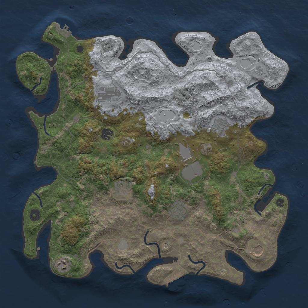 Rust Map: Procedural Map, Size: 4000, Seed: 1075395024, 16 Monuments