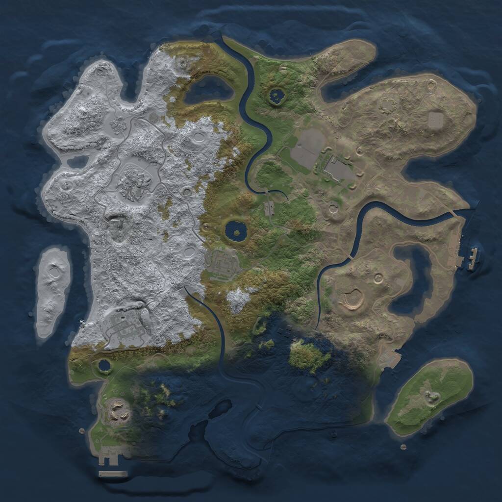 Rust Map: Procedural Map, Size: 3500, Seed: 772349009, 13 Monuments