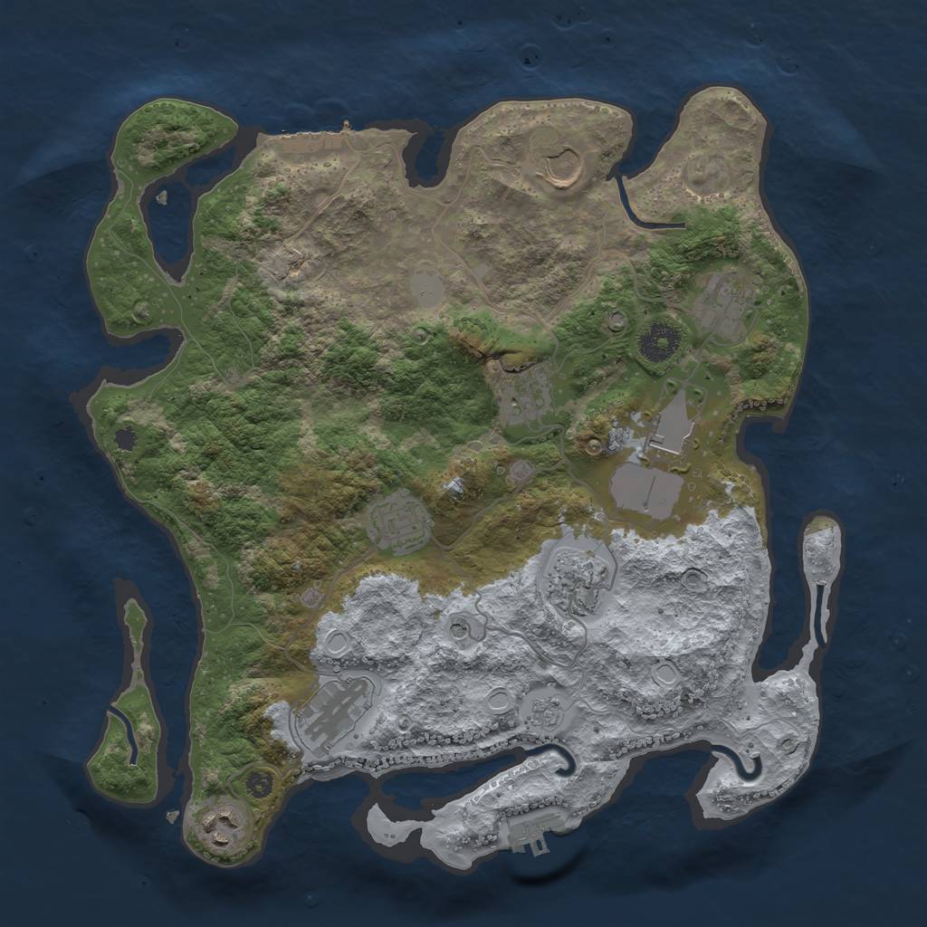 Rust Map: Procedural Map, Size: 3500, Seed: 336417686, 15 Monuments