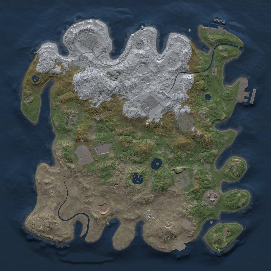 Rust Map: Procedural Map, Size: 3600, Seed: 636974694, 16 Monuments