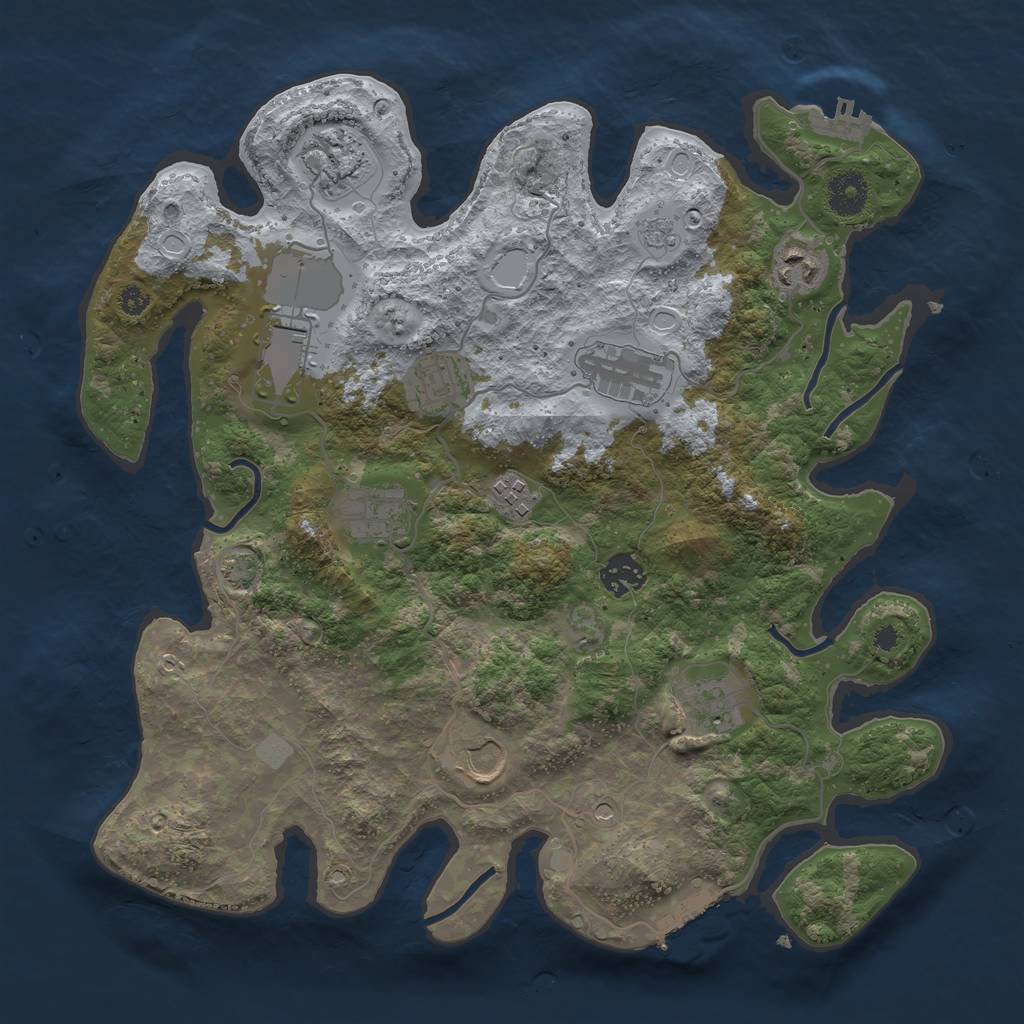 Rust Map: Procedural Map, Size: 3600, Seed: 636974694, 18 Monuments