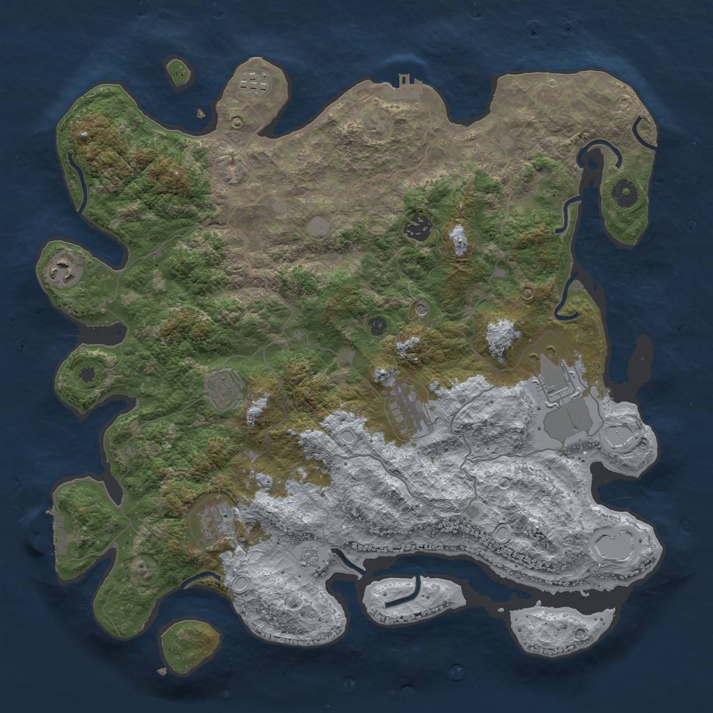 Rust Map: Procedural Map, Size: 4000, Seed: 4206970, 14 Monuments