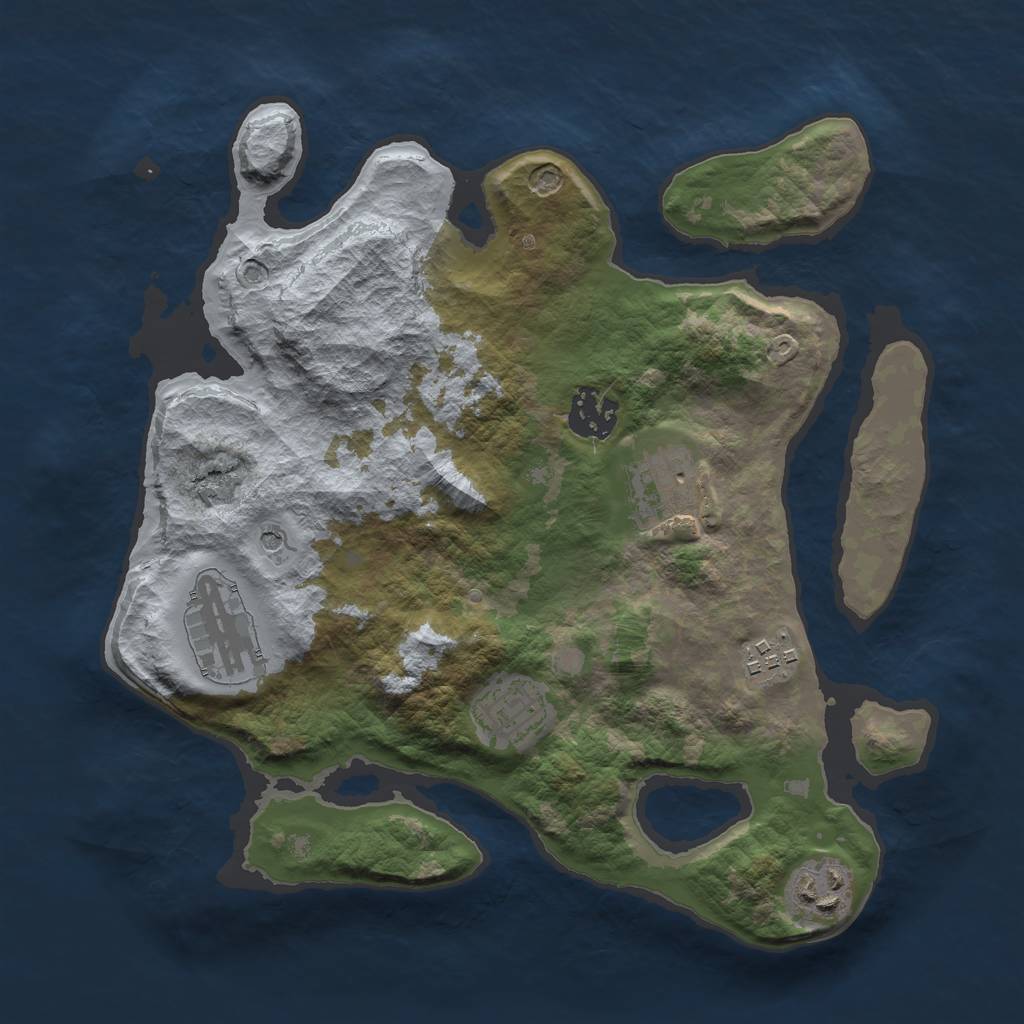 Rust Map: Barren, Size: 3000, Seed: 42, 9 Monuments