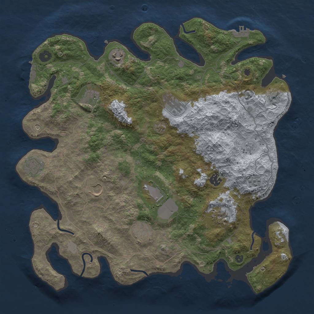 Rust Map: Procedural Map, Size: 4000, Seed: 822679225, 17 Monuments