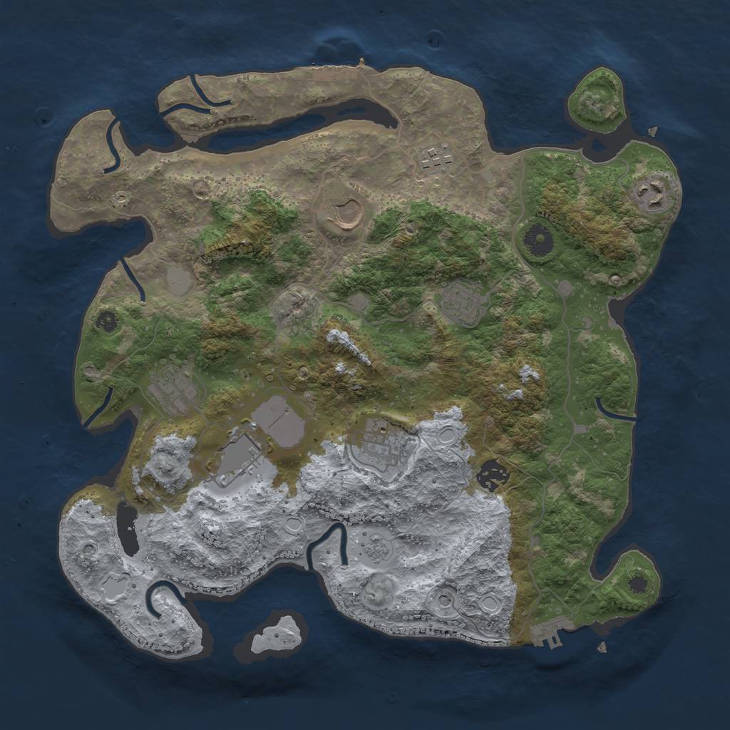 Rust Map: Procedural Map, Size: 3600, Seed: 1246364298, 15 Monuments