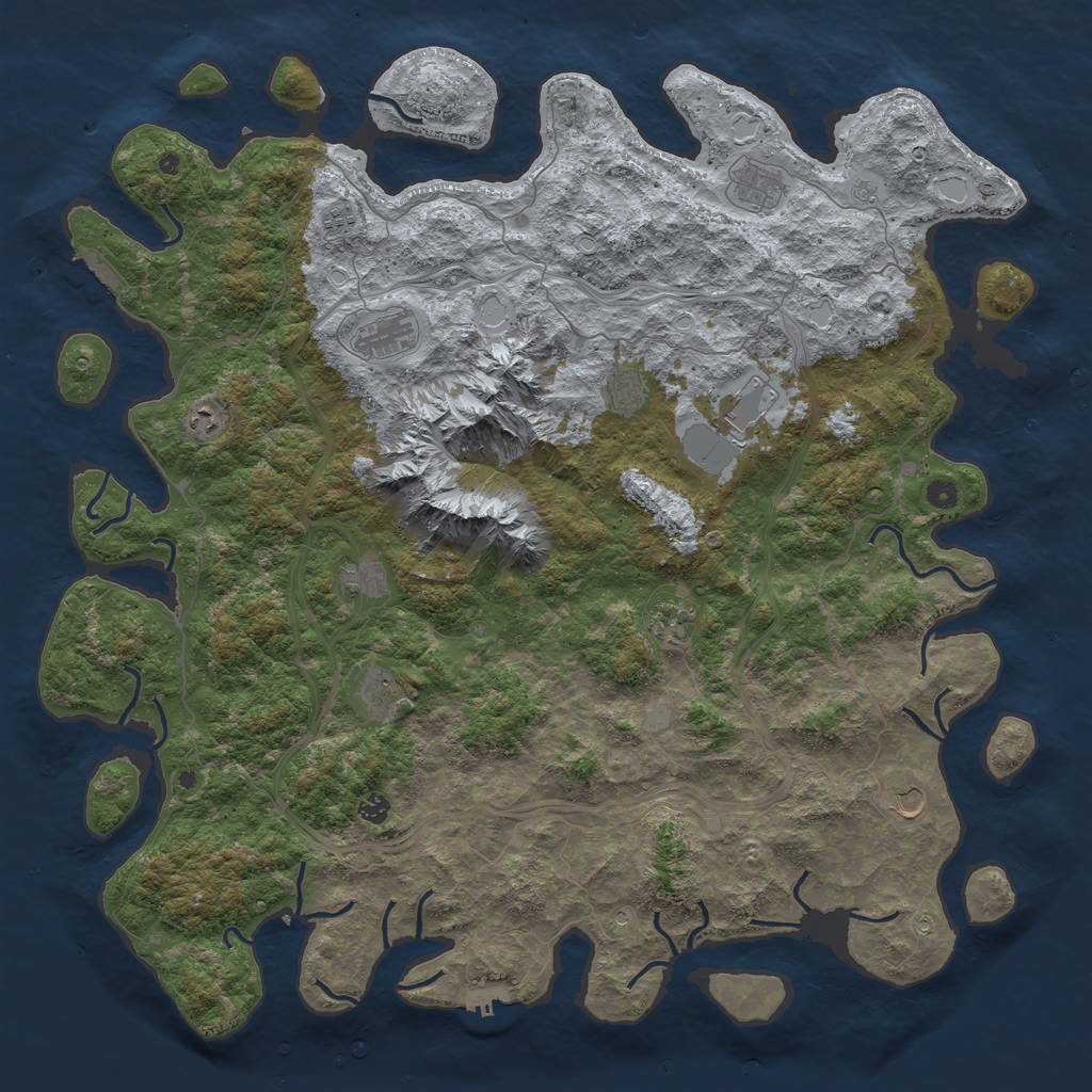 Rust Map: Procedural Map, Size: 5400, Seed: 1, 18 Monuments