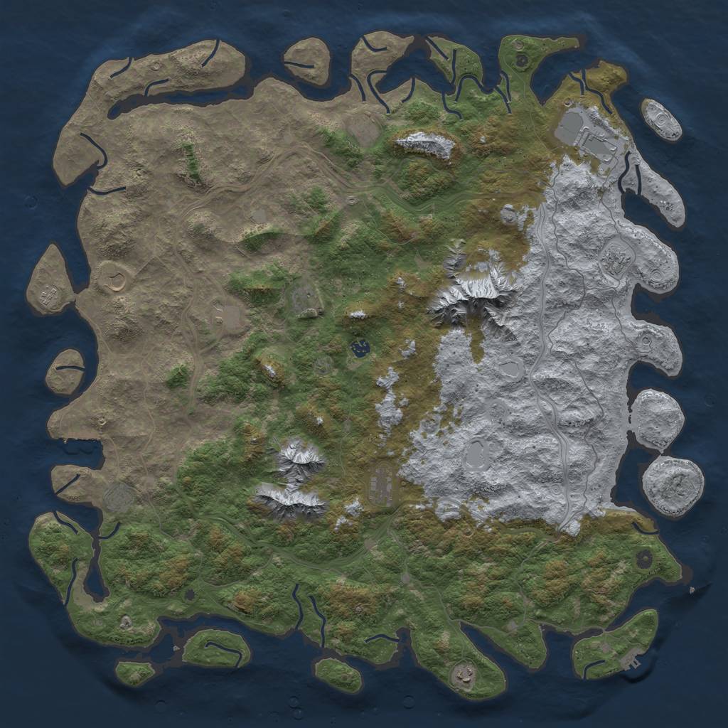 Rust Map: Procedural Map, Size: 6000, Seed: 696969, 18 Monuments