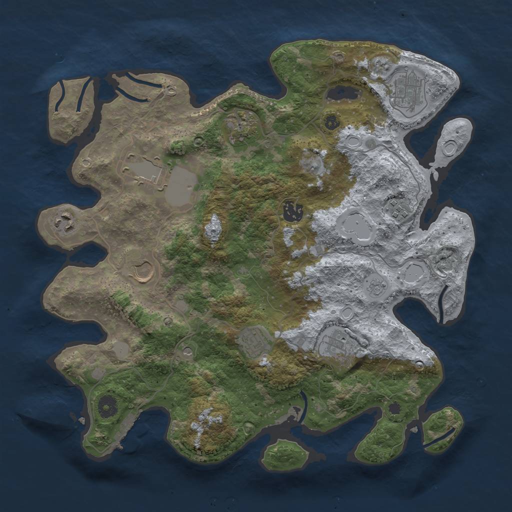 Rust Map: Procedural Map, Size: 3600, Seed: 1642863524, 15 Monuments