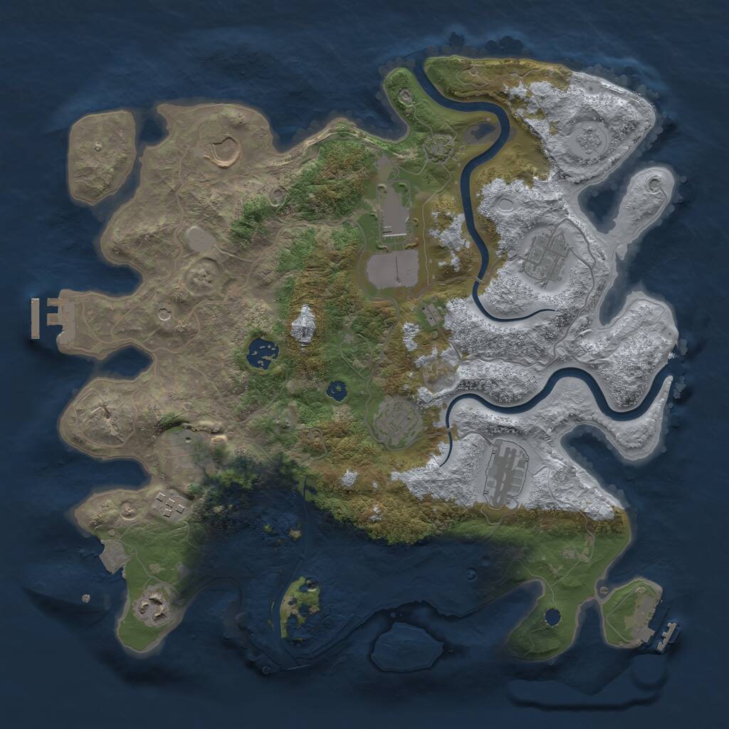 Rust Map: Procedural Map, Size: 3600, Seed: 1642863524, 15 Monuments