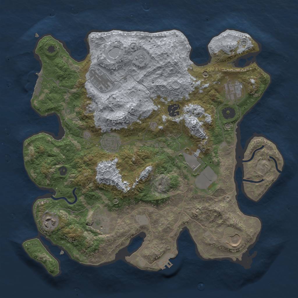 Rust Map: Procedural Map, Size: 3500, Seed: 3851298, 14 Monuments