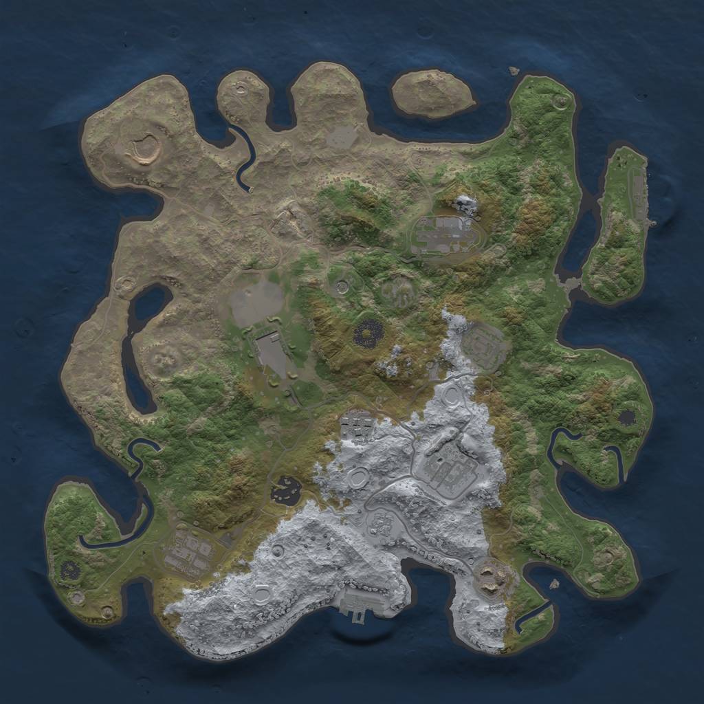 Rust Map: Procedural Map, Size: 3500, Seed: 722066541, 16 Monuments