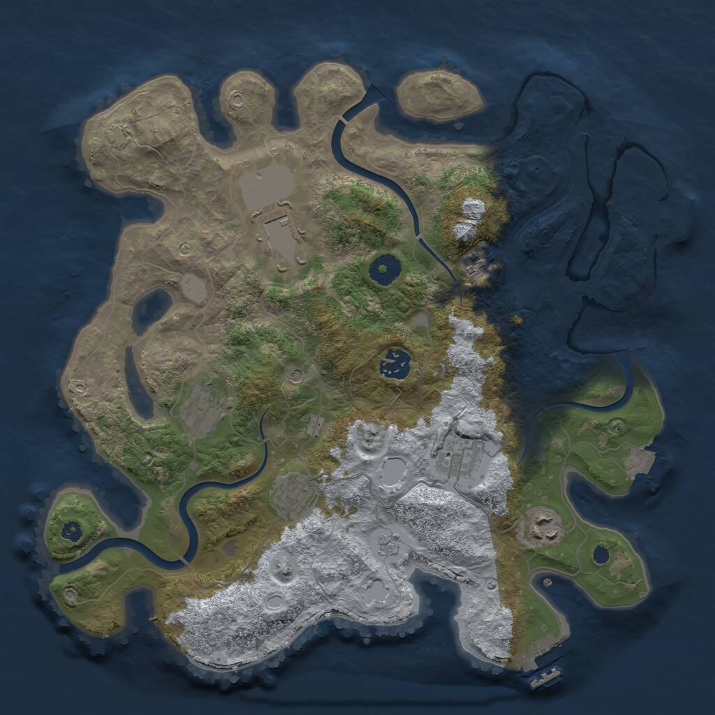 Rust Map: Procedural Map, Size: 3500, Seed: 722066541, 13 Monuments