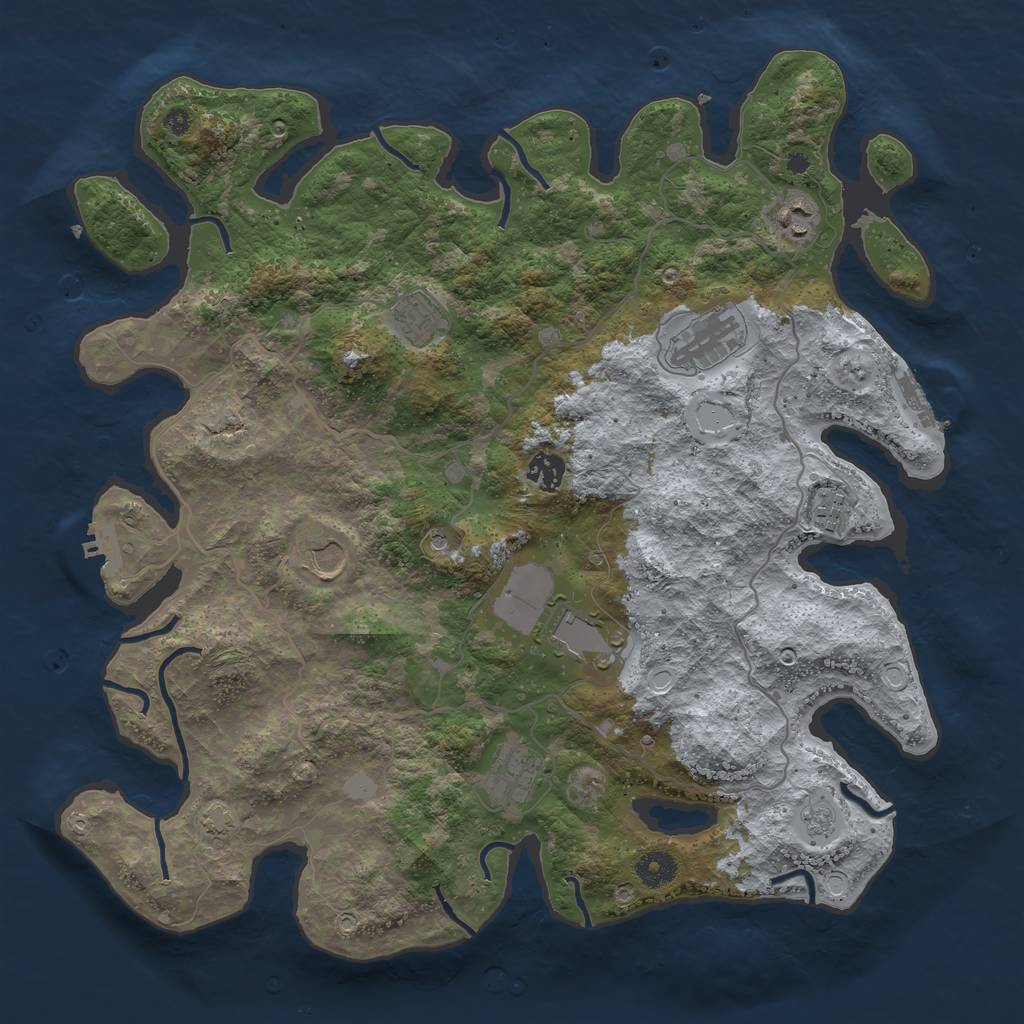 Rust Map: Procedural Map, Size: 4000, Seed: 7455242, 16 Monuments