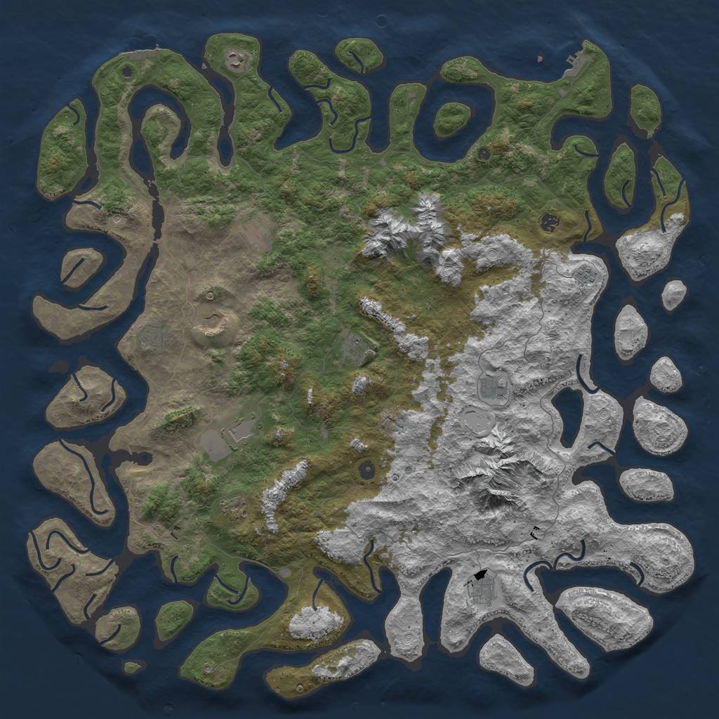 Rust Map: Procedural Map, Size: 6000, Seed: 32454, 19 Monuments