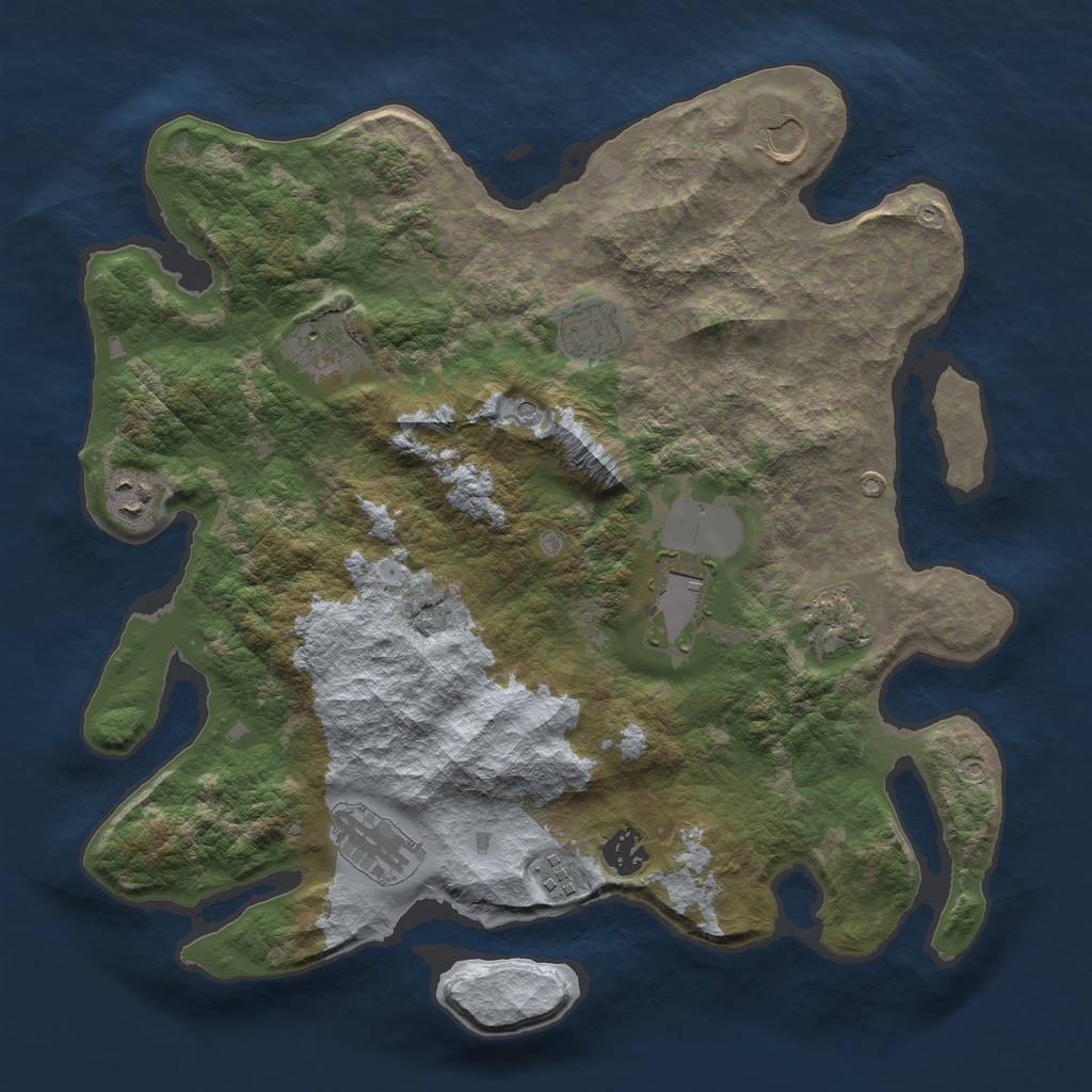 Rust Map: Barren, Size: 3700, Seed: 546019575, 12 Monuments