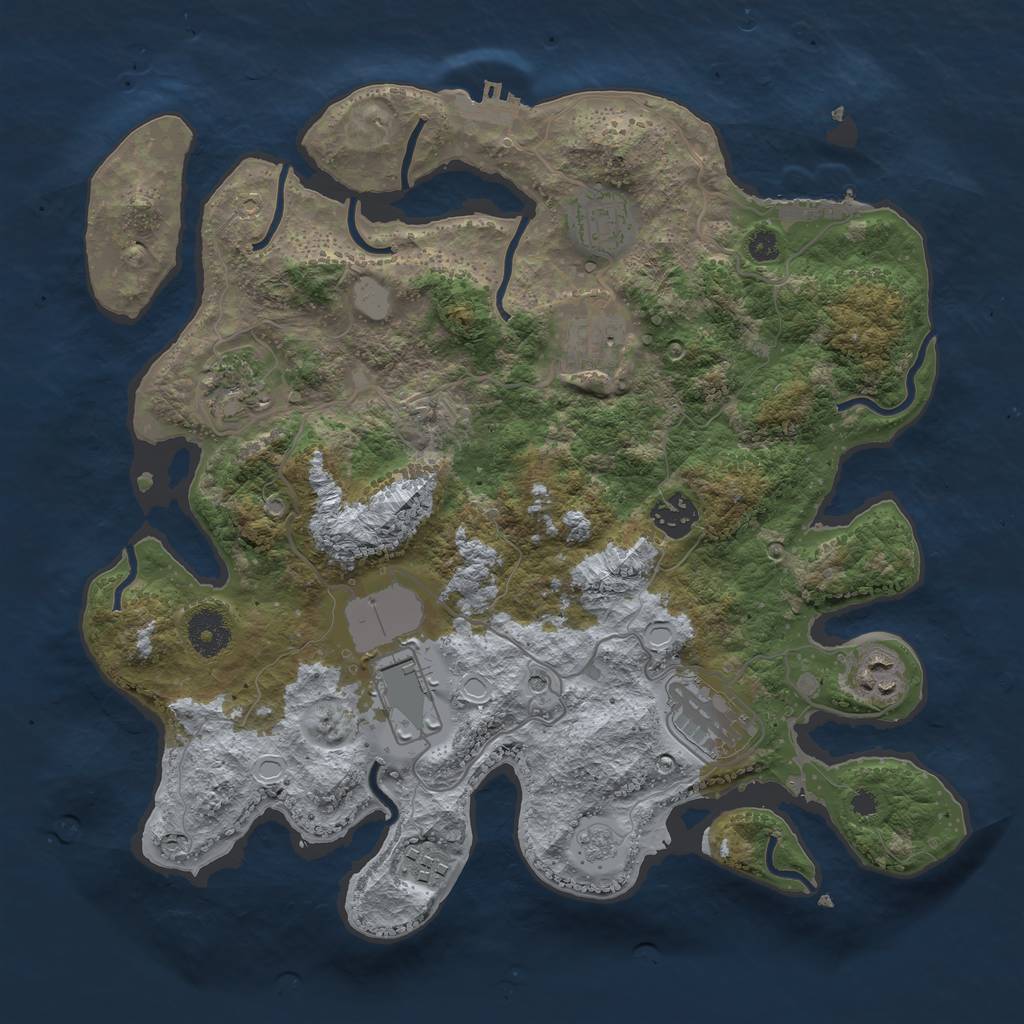 Rust Map: Procedural Map, Size: 3500, Seed: 1375755952, 15 Monuments