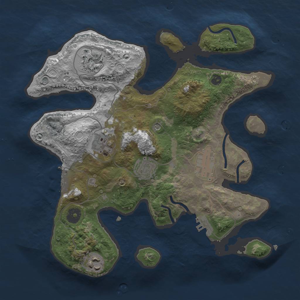 Rust Map: Procedural Map, Size: 3000, Seed: 1251147311, 13 Monuments