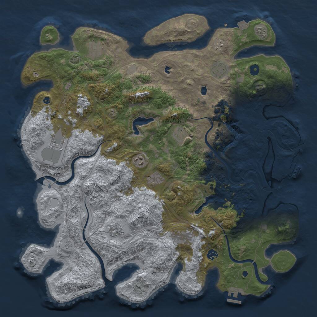 Rust Map: Procedural Map, Size: 4500, Seed: 975539, 16 Monuments