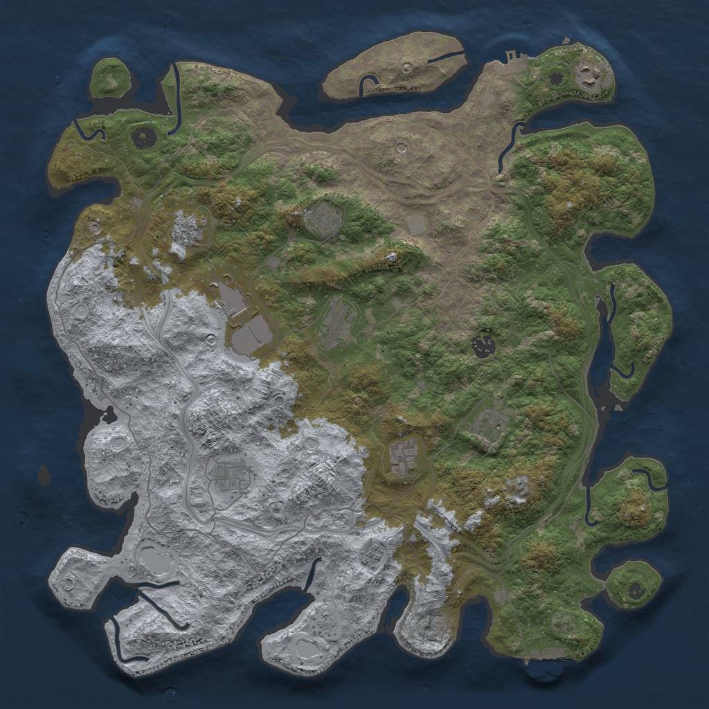 Rust Map: Procedural Map, Size: 4500, Seed: 975539, 17 Monuments